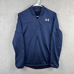 Under Armour Mens M Coldgear 1/2 Zip Fleece Athletic Sweatshirt Navy Blue